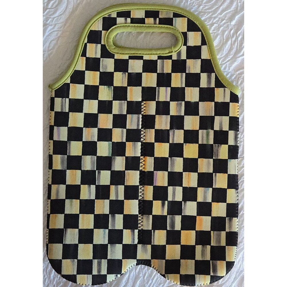 Mackenzie Childs Courtly Check Insulated Neoprene Wine Bottle Tote Carrier - Picture 3 of 3